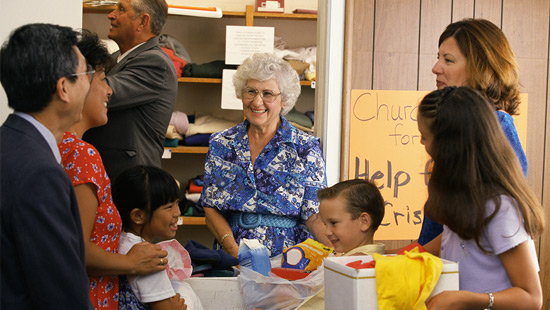 Church members giving donations